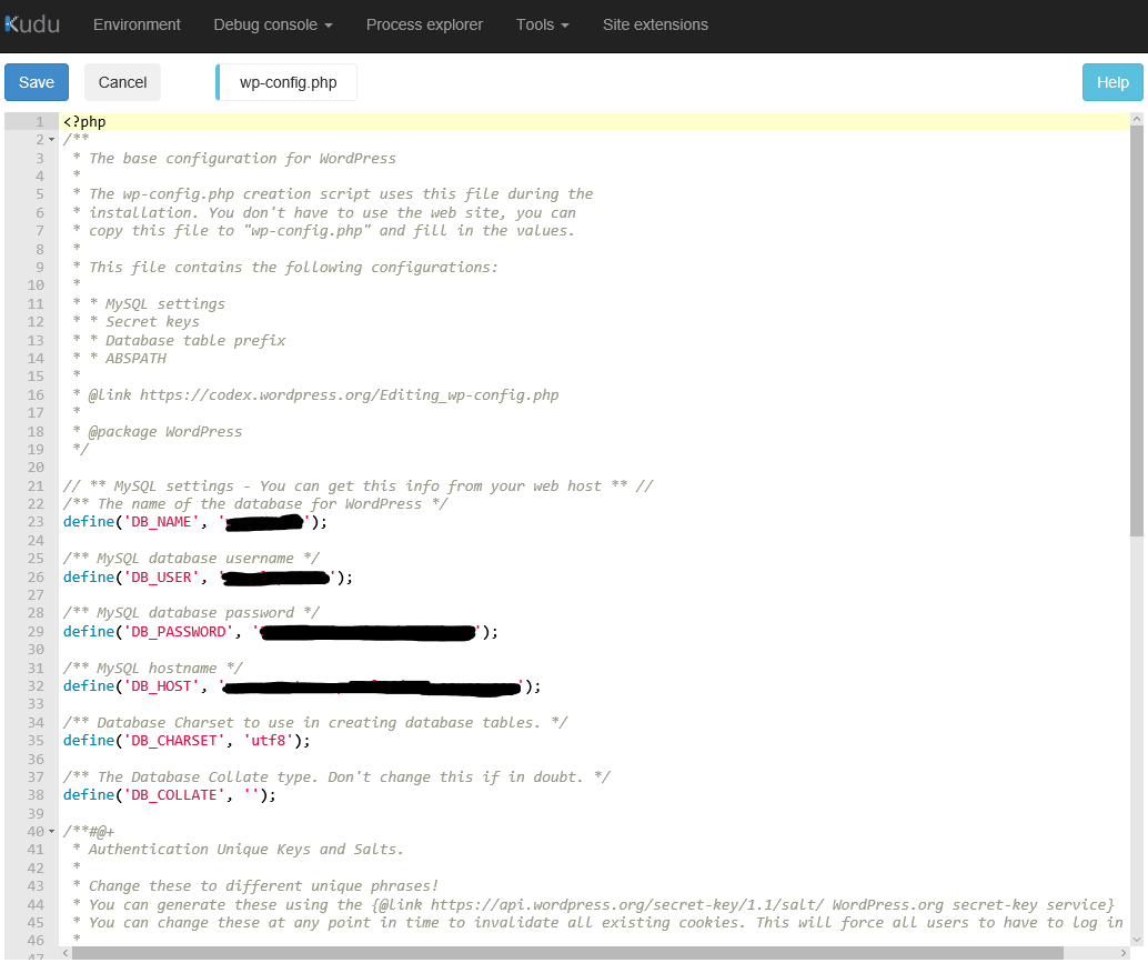 wp-config.php file content